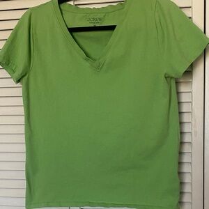 J. Crew Lime Green Short Sleeve V-Neck Tee